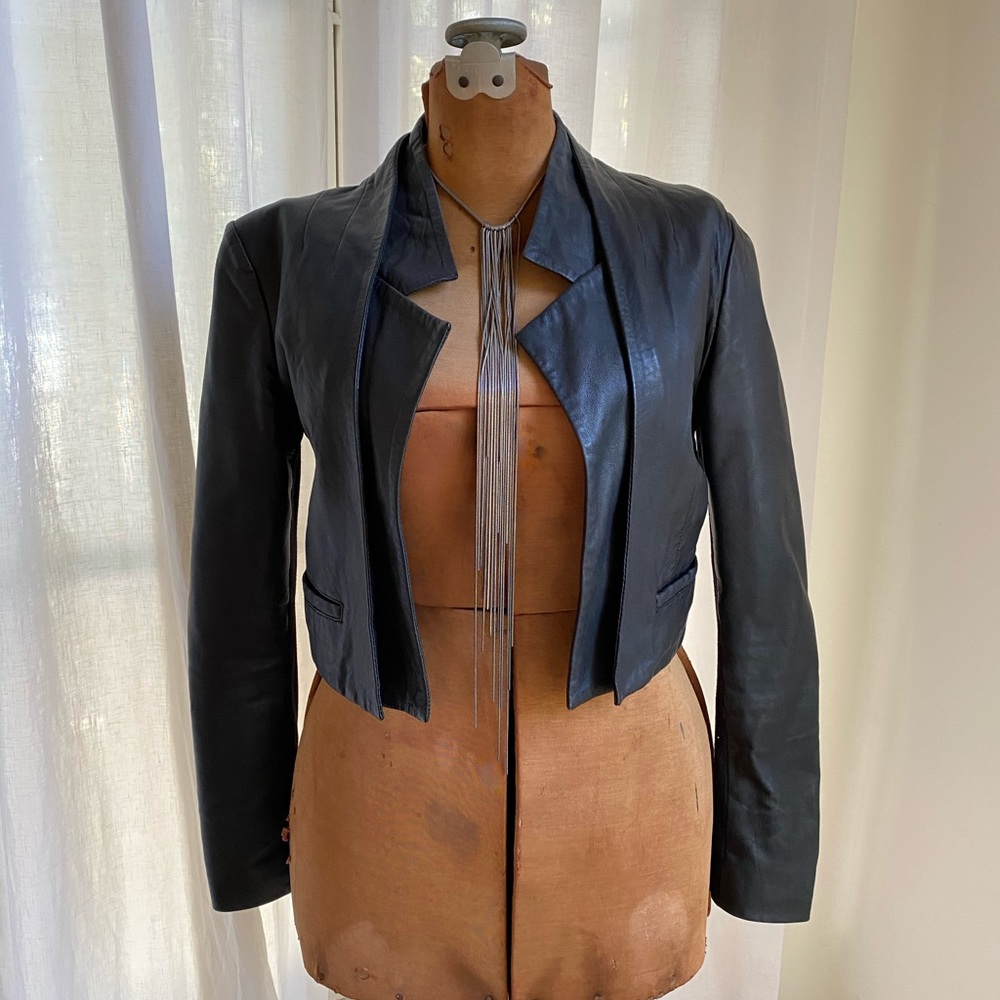 Black leather crop jacket by twenty8twelve